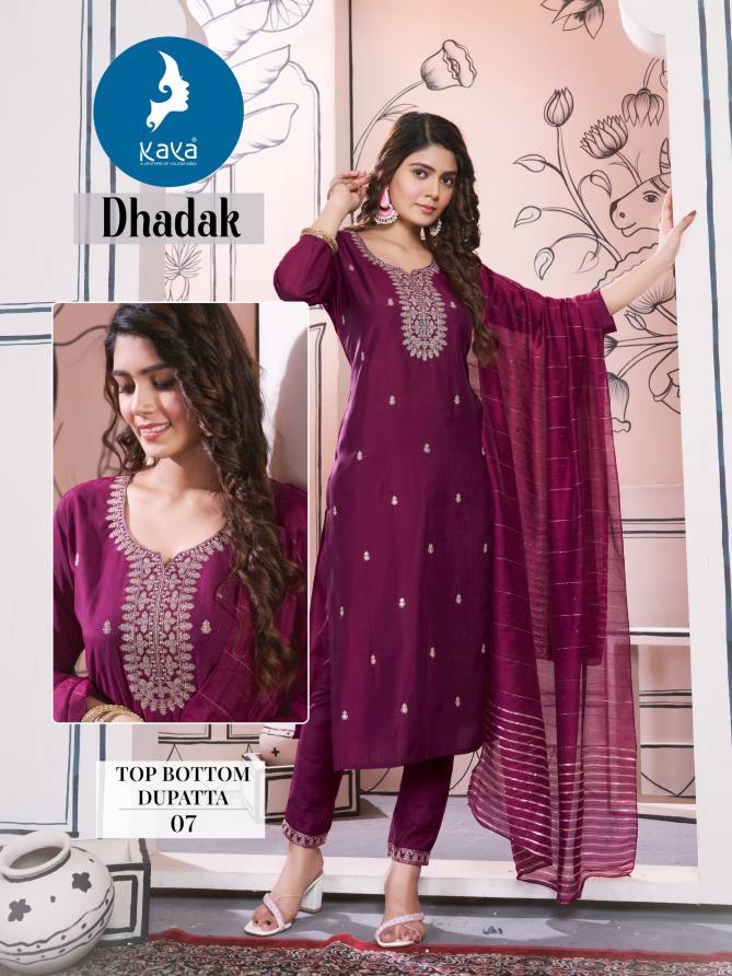 Dhadak By Kaya Roman Silk Straight Cut Kurti With Bottom Dupatta Wholesale Price In Surat